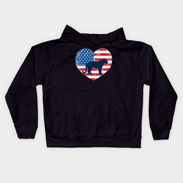 American Flag Heart Love Tiger Usa Patriotic 4Th Of July Kids Hoodie by JaroszkowskaAnnass